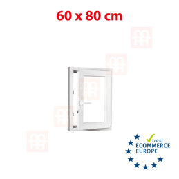 Plastic window | 60 x 80 cm (600 x 800 mm) | white | opening and tilting | right